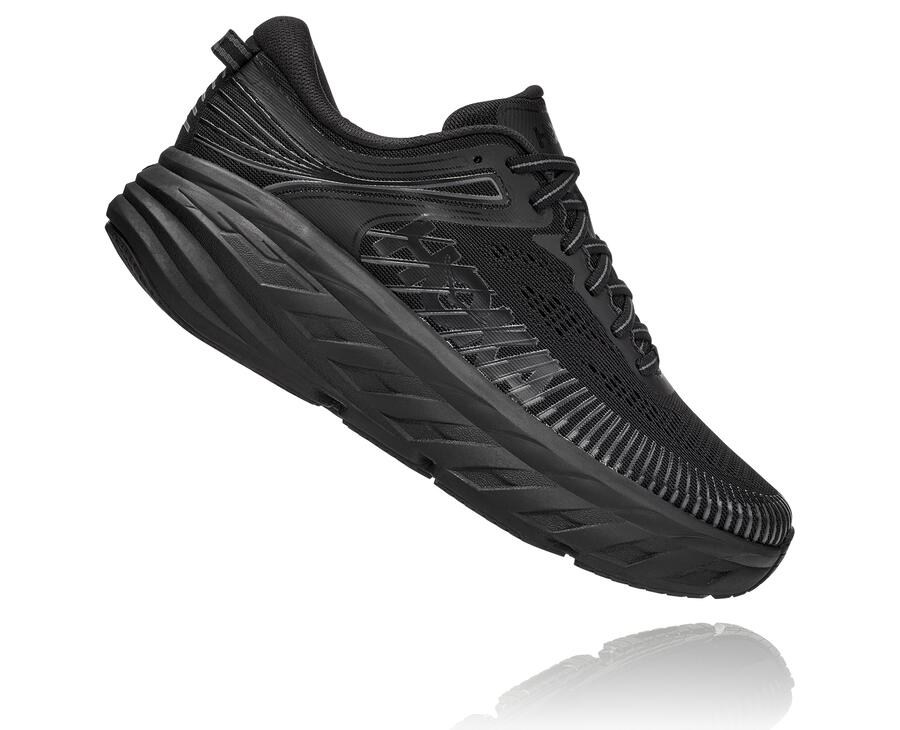 Hoka Australia One One Bondi 7 - Womens Running Shoes Black - PXHEL-7304